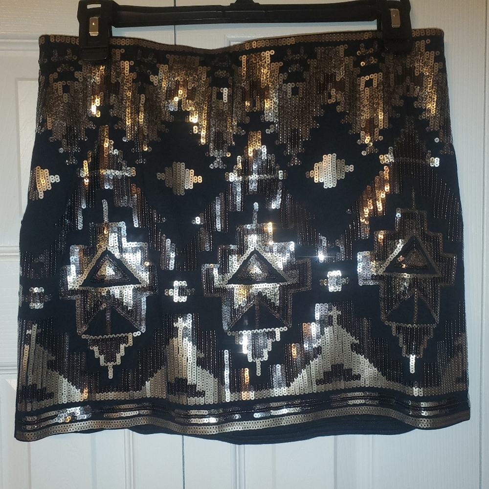 Express sequine stretch mini skirt